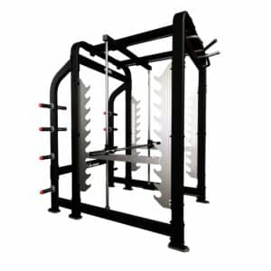 Nautilus Leverage Freedom Rack styrkerack med dual-track, integreret olympisk stang og multi-grip pull-up station, sort, ca. 211x191x229 cm