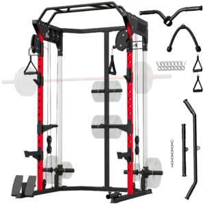Power Cage Smith-maskine, Power Rack med justerbart kabeltræksystem, multifunktionel op til 300 kg